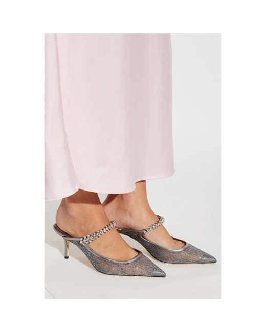 Jimmy Choo Gray Heeled Mules