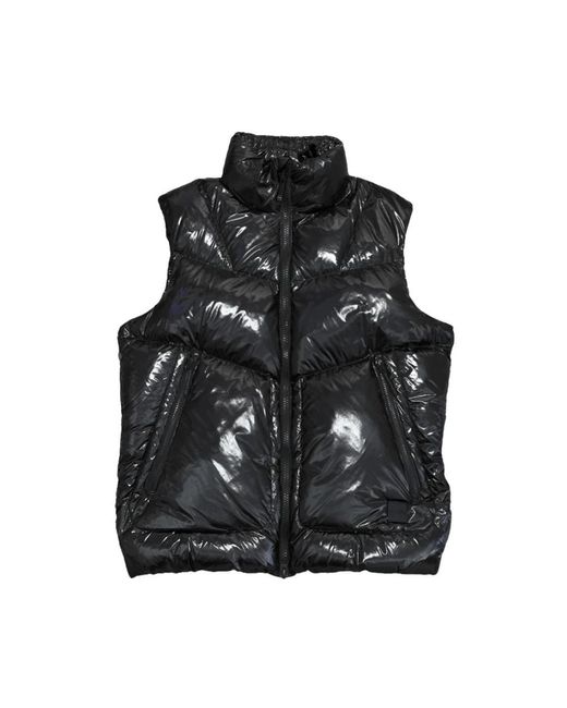 OUTHERE Jassen ,Zwart ,Zwarte Vinyl Vest Met Rits in het Black voor heren