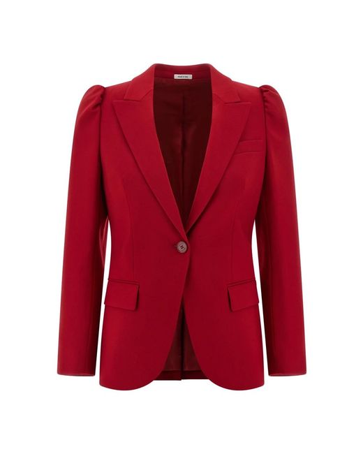 McQueen Single-Breasted Blazer in het Red