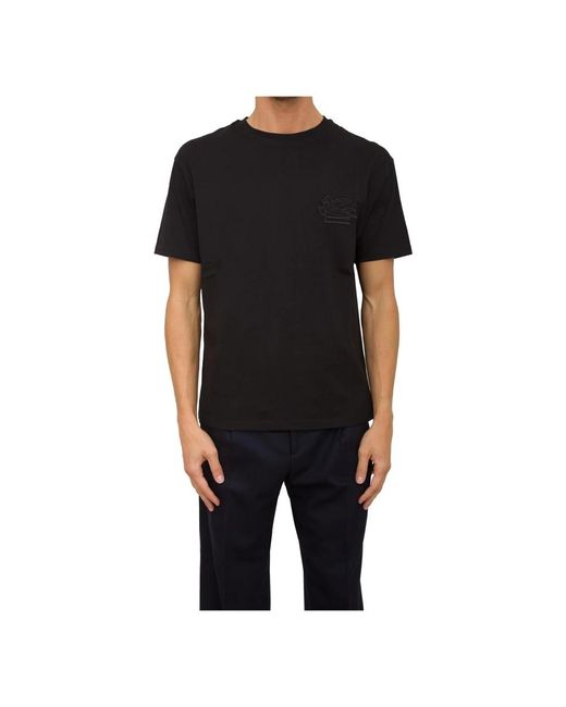 Etro Tops ,Zwart ,Katoen Logo T-Shirt in het Black voor heren