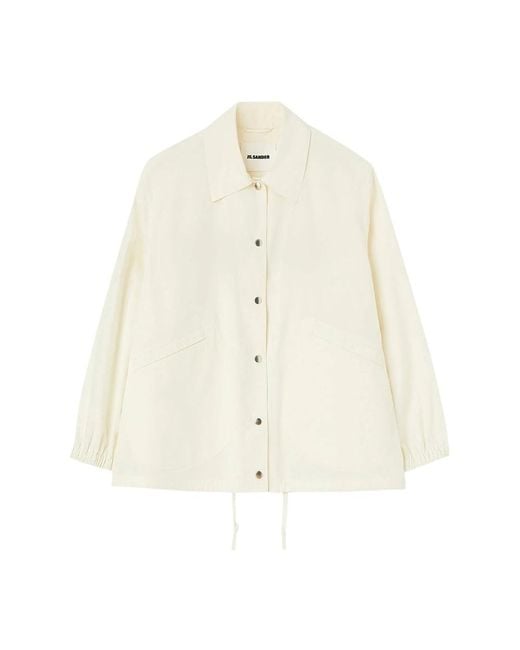 Jil Sander Natural Weiße Baumwolljacke Eleganter Stil
