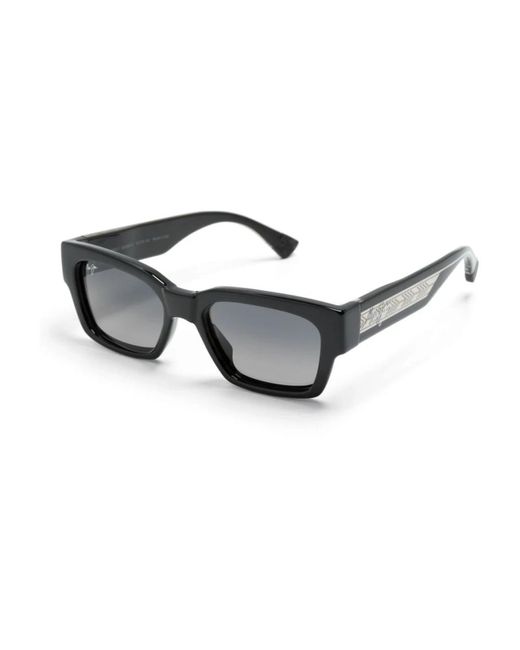 Maui Jim Black Schwarze sonnenbrille mit hellgrauen gläsern