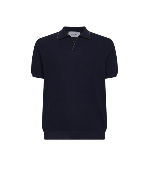 D4.0 Geribbelde Polo in het Blue voor heren