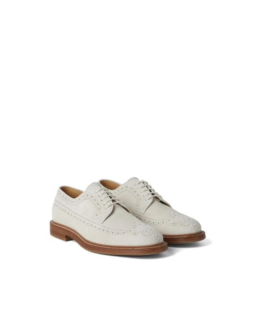 Brunello Cucinelli White Laced Shoes for men