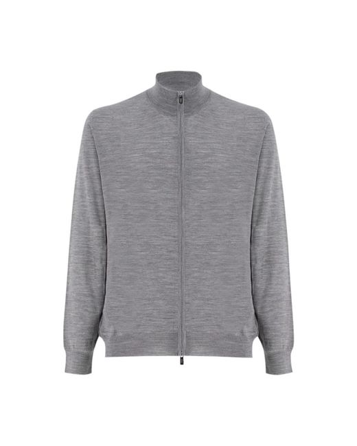Fedeli Truien & Vesten ,Grijs ,Wol Zacht Gebreid Vest Met Rits in het Gray voor heren