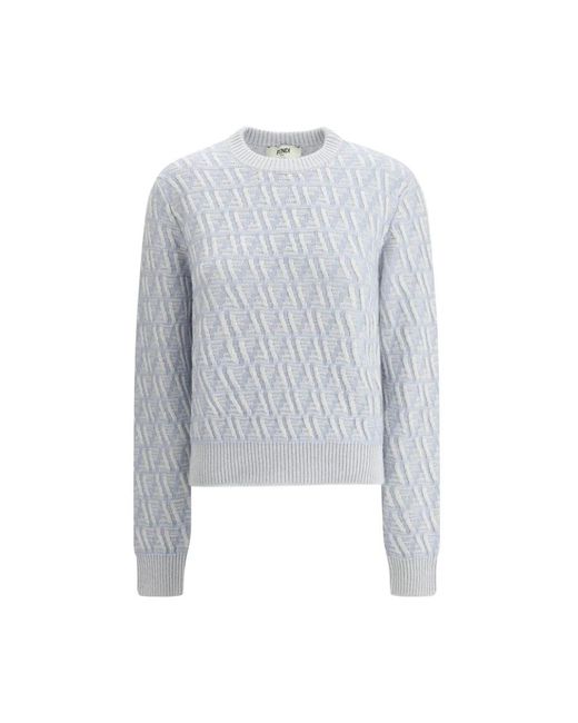Fendi Jacquard Logo Pullover in het Blue