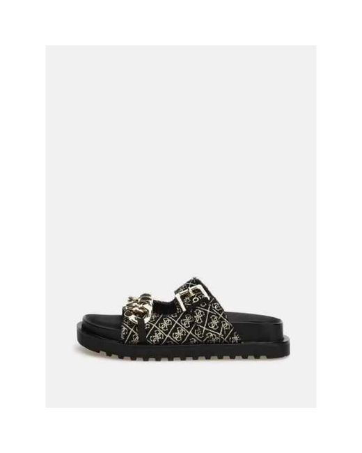 Guess Schoenen ,Zwart ,Katoen Fatema 4G Logo Slipper in het Black
