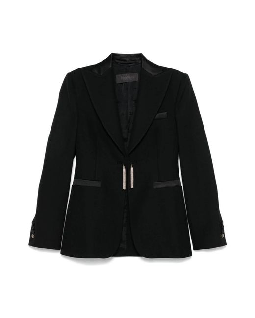 Max Mara Elegante Wollen Single-Breasted Jas in het Black