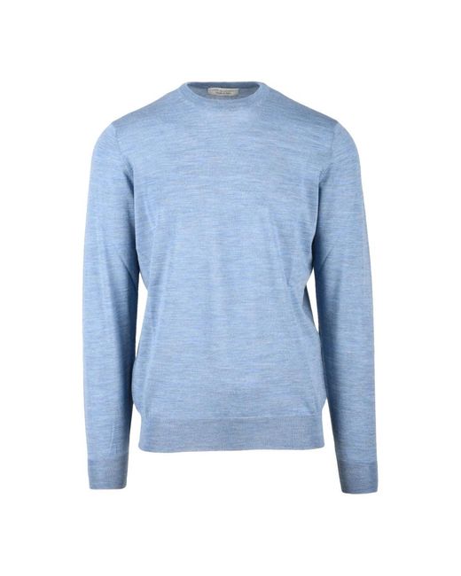 FILIPPO DE LAURENTIIS Blue Round-Neck Knitwear for men