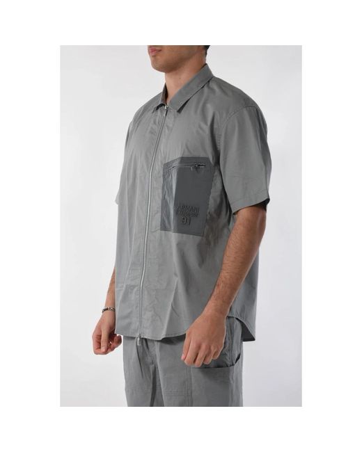 Armani Exchange Gray Short Sleeve Shirts for men