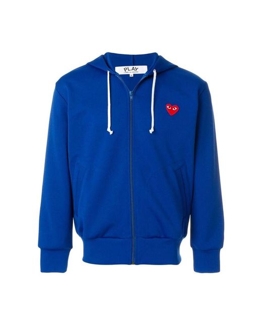 COMME DES GARÇONS PLAY Blaues play sweatshirt mit reißverschluss und besticktem logo in Blue für Herren