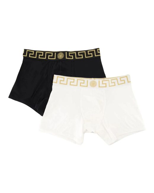 Versace Greca Border Long Trunks 2-Pack in het Black voor heren