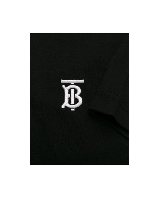 Burberry Tops ,Zwart ,Katoen Zwart T-Shirt Met Geborduurd Logo in het Black voor heren