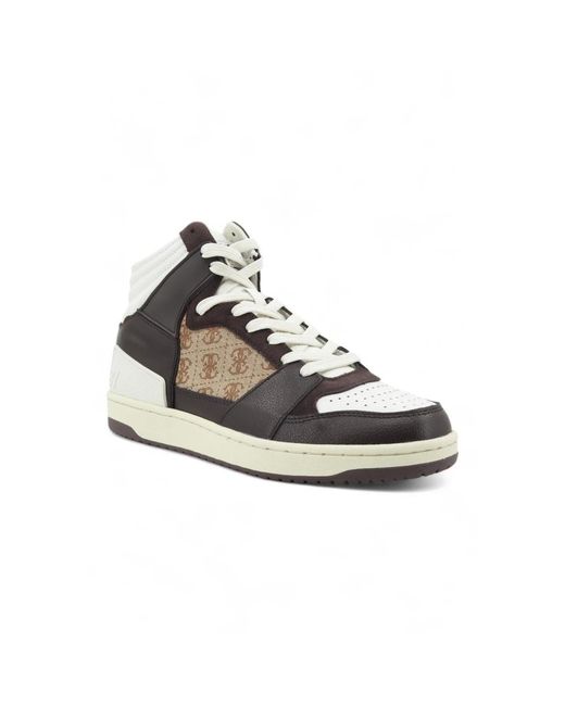 Guess Schoenen ,Bruin ,Katoen Sava Mid High-Top Sneaker in het Black voor heren