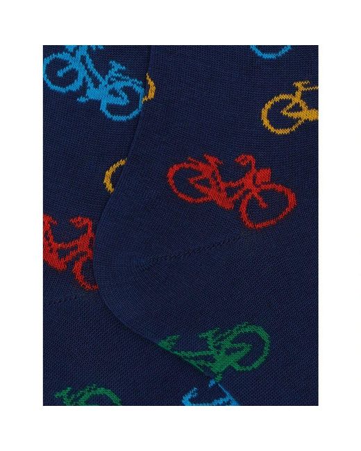 Gallo Herren Lange Socken Baumwolle Gemusterte Fahrräder Blau in Blue für Herren