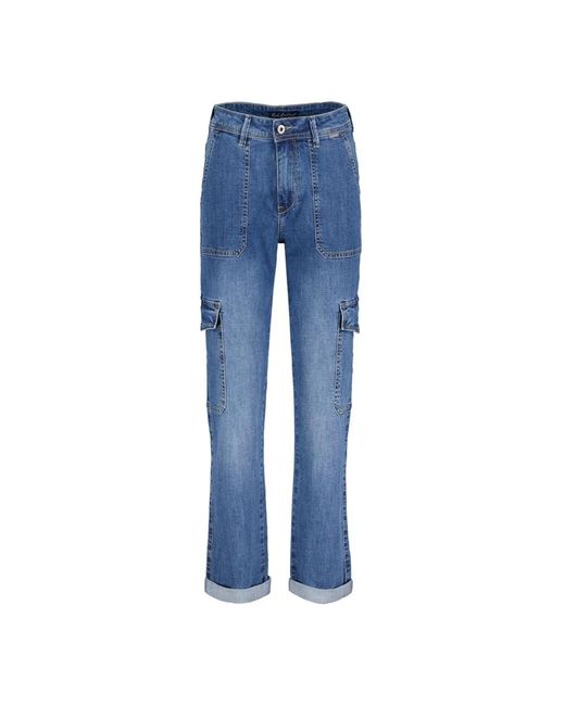 Red Button Blue Cargo Denim Jeans Mit Steinwäsche