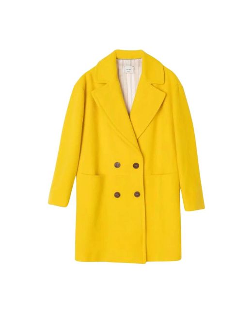 Alysi Yellow Double-Breasted Coats