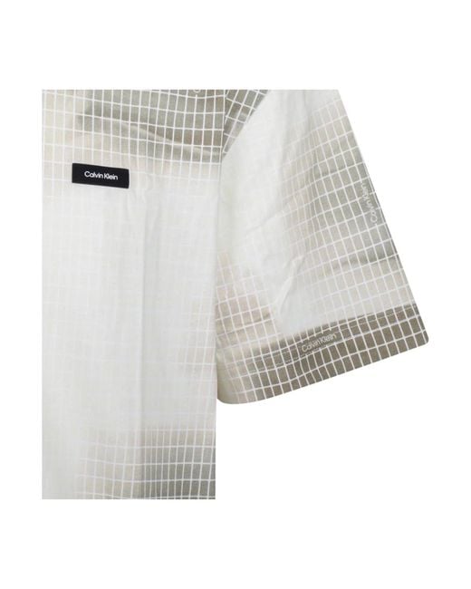 Calvin Klein Diffused grid tshirt mit abstraktem druck in Gray für Herren