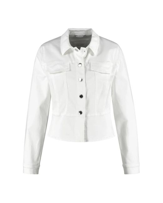 Gerry Weber Jassen ,Wit ,Katoen Spijkerjas Met Peplum in het White