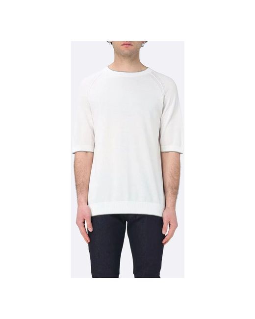 Paolo Pecora Weißes Honigwaben-T-Shirt Mit Kontrastbesatz in White für Herren