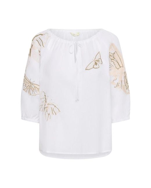Blouses Cream de color White