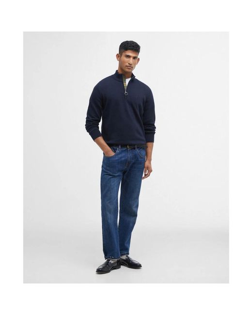 Barbour Baumwoll Halbzip Strickpullover in Blue für Herren