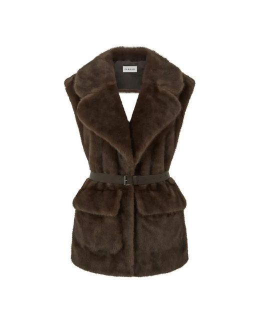 P.A.R.O.S.H. Jassen ,Bruin ,Bruine Faux Fur Gilet Jas in het Brown
