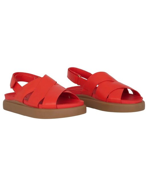 Clarks Schoenen ,Rood ,Rode Leren Sandaal in het Red
