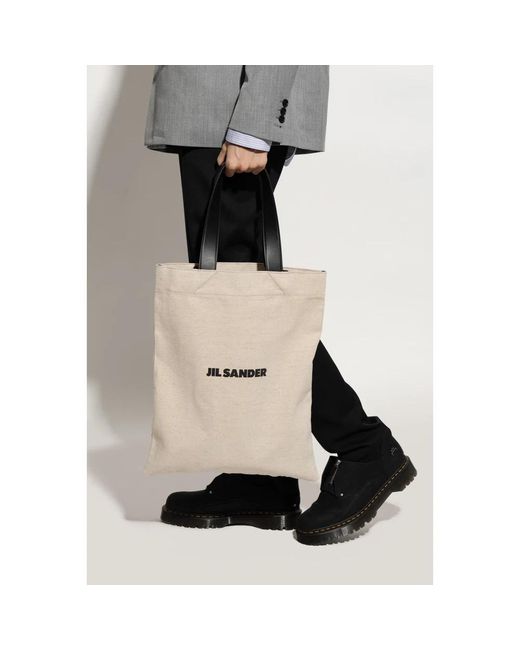 Jil Sander Leinen baumwolle tote tasche ledergriffe in Natural für Herren