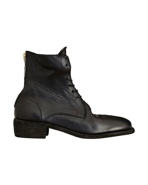 Guidi Leder schnürstiefel mit reißverschluss in Black für Herren