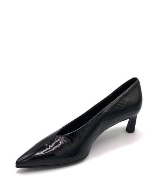 Halmanera Schoenen ,Zwart ,Leer Zwarte Lakleren Pumps Gemaakt in het Blue