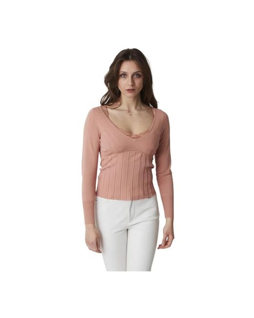 Pinko Red V-Neck Knitwear