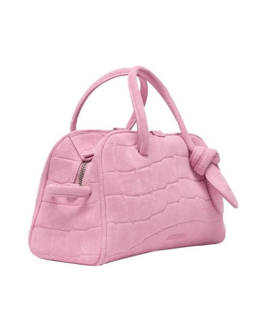 Jacquemus Roze Krokodil-Geprint Suède Tas in het Pink