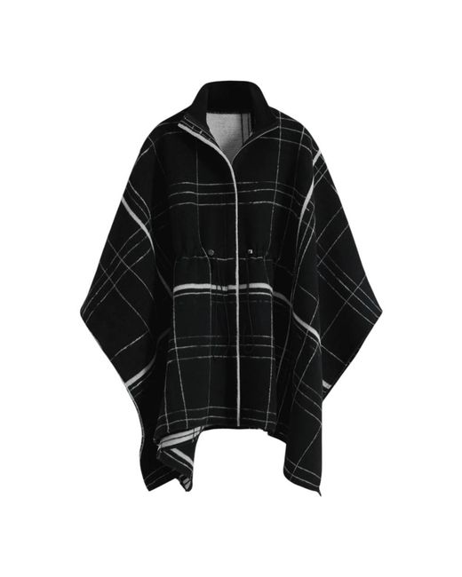 Desigual Jassen ,Zwart ,Wol Geruite Poncho Met Rits in het Black