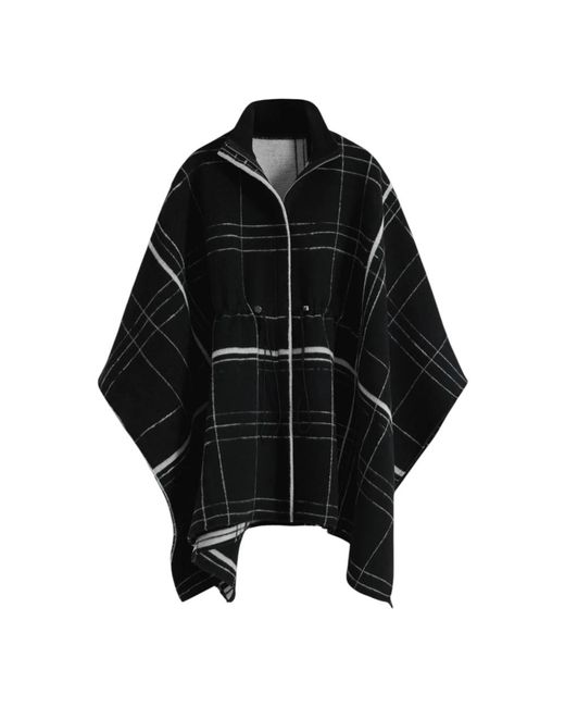 Desigual Jassen ,Zwart ,Wol Geruite Poncho Met Rits in het Black
