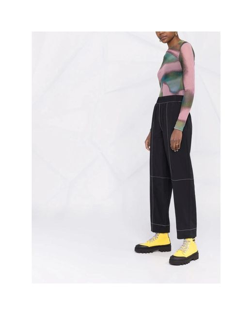 Ganni Wide Trousers in het Black