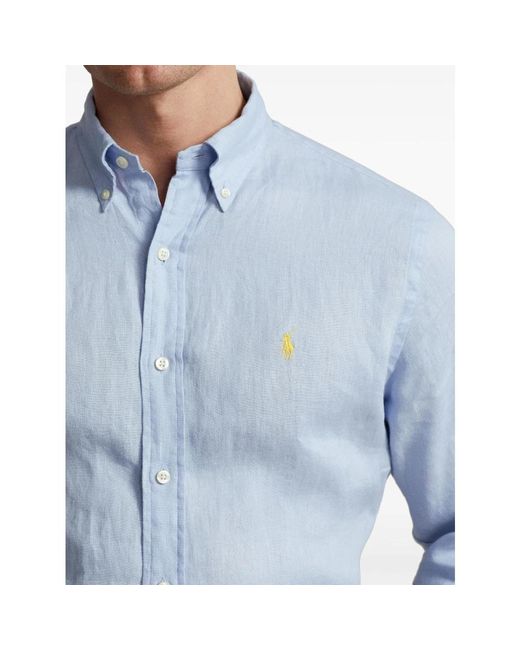 Ralph Lauren Leinen button-down hemd in Blue für Herren