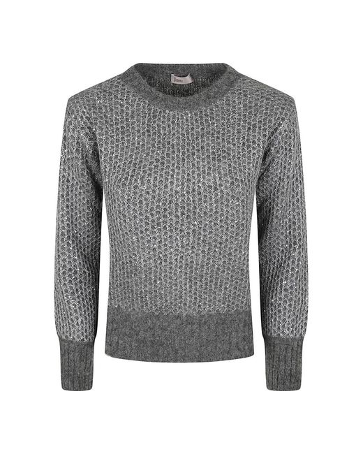 Herno Round-Neck Knitwear in het Gray