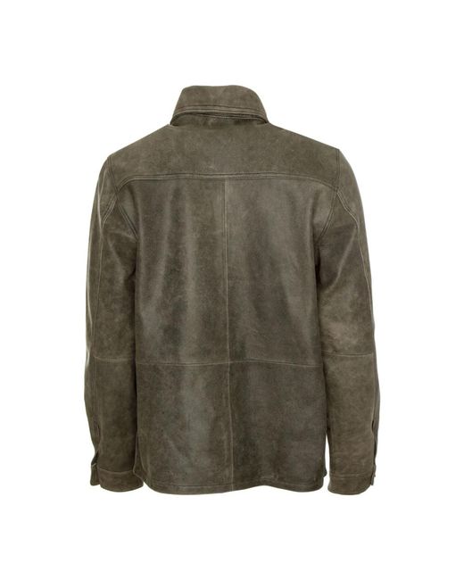 Samsøe & Samsøe Lederjacke overshirt klassischer kragen in Green für Herren