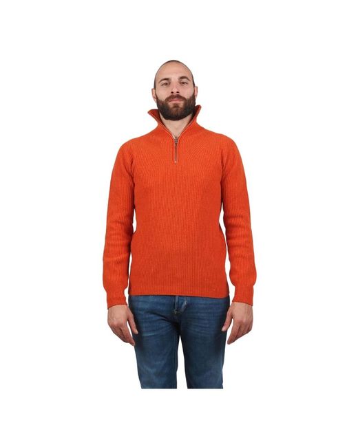 AT.P.CO Truien & Vesten ,Oranje ,Wol Half Zip Trui in het Red voor heren
