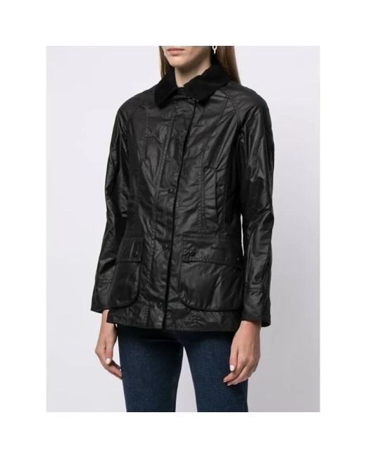 Barbour Gewaxte Jas Met Ruitvoering in het Black