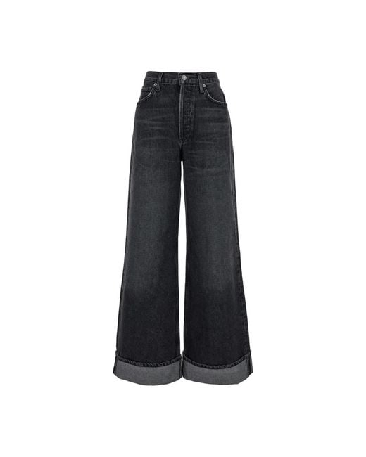 Agolde Jeans ,Grijs ,Denim Grijze Denim Jeans Voor in het Black