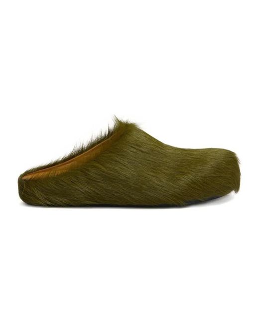 Marni Schoenen ,Groen ,Leer Fussbett Sabot in het Green