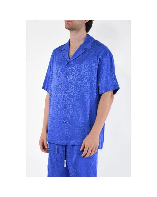 Just Cavalli Blue Short Sleeve Shirts for men