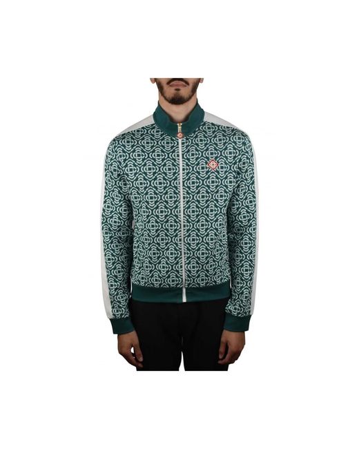 Casablanca Hoodies & Sweatvesten ,Groen ,Katoen Deconstructed Monogram Track Jacket in het Green voor heren