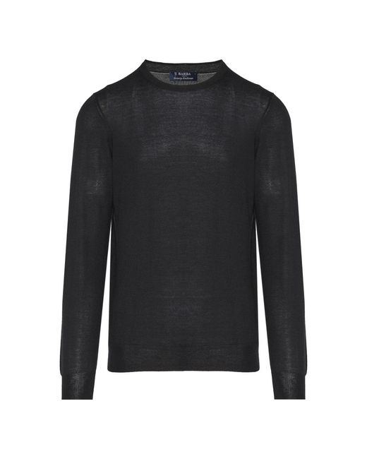 Barba Napoli Black Round-Neck Knitwear for men