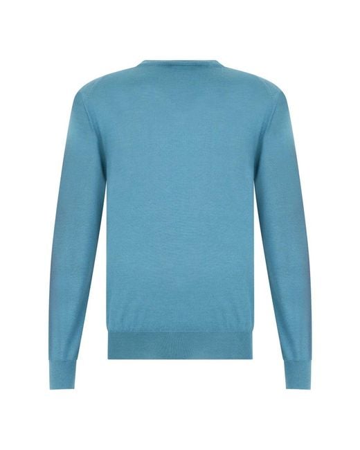 Fedeli Blue V-Neck Knitwear for men