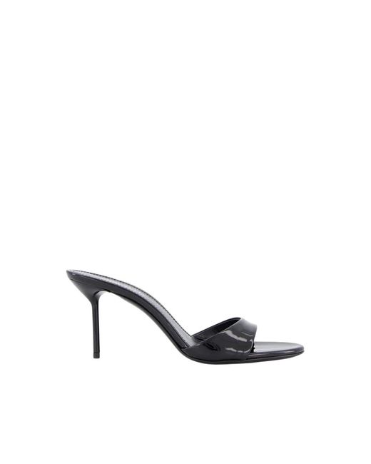 Paris Texas Black Heeled Mules