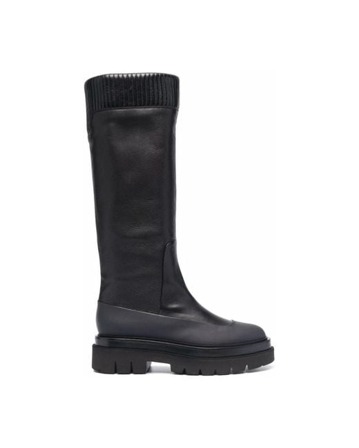 Santoni Black Stiefel