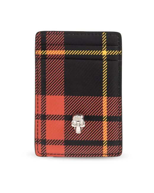 McQueen Accessoires ,Rood ,Leer Mag Safe Card Case in het Red voor heren